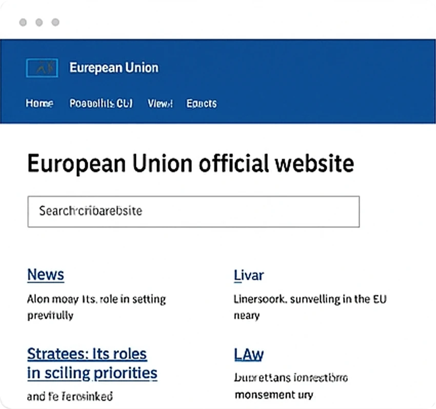 Benchmark EU - Design épuré et recherche prioritaire